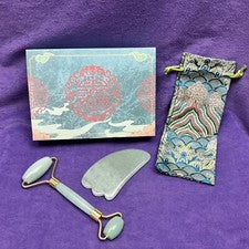 Juego de herramientas faciales Zanbo 2 en 1 rodillo de jade y GuaSha cuidado de la piel
