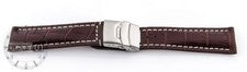 Pulseras de reloj cierre desplegable estampado de cocodrilo piel de becerro marrón oscuro 20 mm
