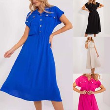 Vestido Casua Sólido Para Mujer Ropa Botones Vestido Midiskirt Vestido Moda