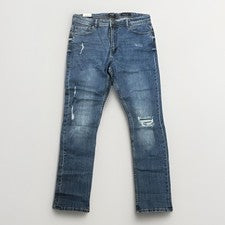 Pantalones de mezclilla azul angustiado estilo pierna cónica 91 talla 36 (341111-93) de algodón para hombre nuevos con e