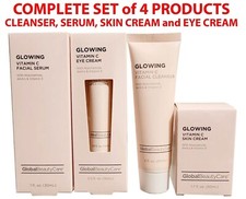 Juego de 4 - Global Beauty Care Suero Brillante Vitamina C Crema Limpiador Facial para Ojos