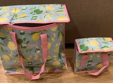 Bolsa grande fresca y bolsa de almuerzo Cath Kidston con aislamiento con cremallera, rosa con limones limas