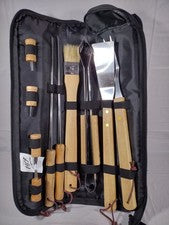 Kit de utensilios de cocina para barbacoa con mango de madera 10 piezas