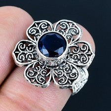 Anillo de joyería de plata esterlina 925 hecho a mano con piedras preciosas...