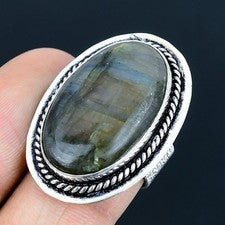 Anillo de joyería de plata esterlina 925 hecho a mano con piedras preciosas...