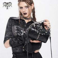 Bolso Bandolera Diablo Moda Negro Mujeres PU Calavera Gótico Esqueleto Cadena Steampunk