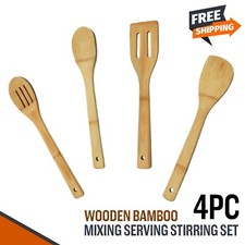Juego de 4 espátulas de cocina de madera para cocina utensilios agitar cuchara mezcladora herramientas girador