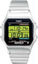 Timex T78587, Reloj Digital Hombre Banda Expansión Tono Plateado, Indiglo, NUEVO