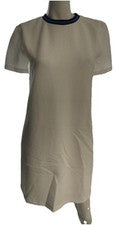 Camiseta blanca texturizada Zara Trafaluc vestido recto talla S manga corta forrada