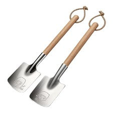 Par de cucharas de acero inoxidable de 304 grados con cómodo mango de madera de haya