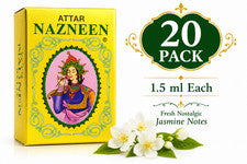 Paquete de 20 aceites perfumados Nemat Attar Nazneen 1,5 ml aroma fresco nostálgico a jazmín