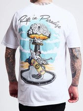 Camiseta Sullen Para Hombre RIP In Paradise Manga Corta Gráfica Estilo Tatuaje Camiseta de Patín