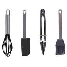 TableCraft 7" Mini Juego de Herramientas de Cocina/Cocina de Acero Inoxidable y Silicona 4 piezas