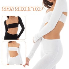 Camiseta sexy de mujer de manga larga color liso de moda