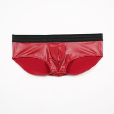 Pantalones Cortos Para Hombres Estilo Punk Spandex Imitación Látex Cintura Baja Caliente Pantalones Calzoncillos Ropa In