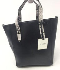 Bolso de mano para mujer KC Jagger de cuero negro pequeño con cremallera superior 5956