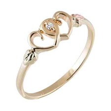 Corazones Gemelos y Diamantes - Anillo de Oro Black Hills / Hecho a Medida en EE. UU. Caja de Regalo