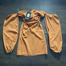 Mini vestido para mujer Fashion Nova Get On With It talla L caramelo