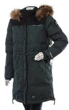 Chaqueta de invierno para mujer KHUJO Parka chaqueta con capucha de piel modelo: Melindra, verde, S
