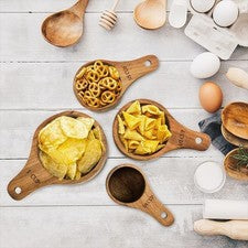 4 Stück Holz Messlöffel Set für Kaffeebohnen Backen Trocken Zutaten