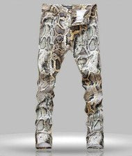 Lo último Para hombres Moda Punk Piel de Serpiente Estampado Pierna Recta Pantalones Informales 29-38