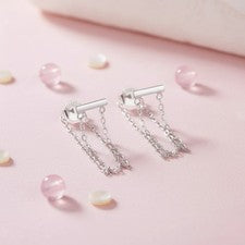 Pendientes mujer diseño cadena plata de ley 925