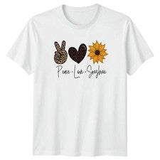 Peace Love Sunshine Mujer Camiseta Bohemia Girasol Estilo de Vida Moda