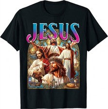 Camiseta Retro Jesús Vintage Años 90 Rap Camiseta Estilo Cordero Cristiano Camisa Negra