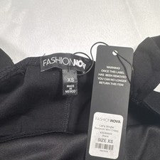 Moda Nova Para Mujer XS Negro Tejido Sólido Cuello Cuadrado Sin Mangas Bodycon Mini Cremallera
