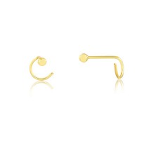 Perno de nariz de bola de oro macizo de 18k de 2 mm - Piercing de tornillo en forma de L