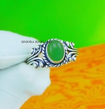 Anillo de regalo hecho a mano de plata de ley 925 con piedras preciosas de jade verde talla 5 a 10 de EE. UU.