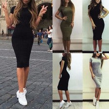 Moda Elegante Vestido Noche Mujer Fiesta Delgado Sexy Sólido Verano Vendaje