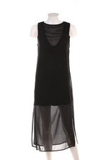 Vestido de noche Zara vestido de cóctel Layer Look ranura XS negro NUEVO