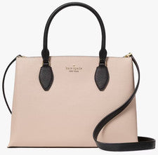 Bolso Cartera Kate Spade Rae Cálido Beige Negro Borde Saffiano KK992 NUEVO CON ETIQUETAS Cartera $399