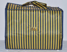 Nuevo Bolso de Viaje JM New York Joy Mangano Maquillaje Enrollable Azul Amarillo Rayas