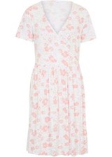 Nuevo Vestido Camisa con Volantes y Estampado Floral T. 40/42 Rosa Suave Blanco Vestido Verano