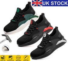 ZAPATOS DEPORTIVOS ABSORBENTES DE SEGURIDAD CON PUNTERA DE ACERO LIGERO PARA HOMBRES Y MUJERES REINO UNIDO...