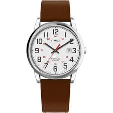 Timex TW2Y12600, Reloj Hombre Fácil Lectura Cuero Marrón, Indiglo, Estuche 38MM, NUEVO