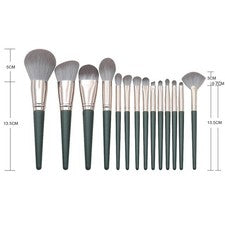 Juego de herramientas de brocha cosmética con mango de madera de 14 piezas belleza artificial