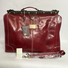 Bolso de Viaje Toscana Cuero Firenze Madrid Doctor Cuero Rojo Hecho en Italia