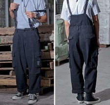 Pantalones con tirantes estilo japonés holgados mono de bolsillo grande espalda alta pantalones informales lavados