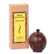 Fragancia de perfume sólido natural Lasa Golden Woods en tarro de madera para hombre y mujer