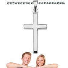Colgante Cruz Hombre Mujer Niños Plata Real 925 con Cadena Longitud A Elegir