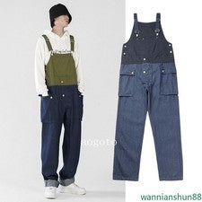 Mono de mezclilla para hombre con tirantes dos tonos con bolsillo de carga Mono ropa de calle pantalones