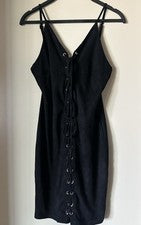 Mini Vestido Moda Boutique Para Mujer Negro Frontal Encaje Club/Fiesta Talla Mediana