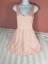 Vestido sin mangas con estampado geométrico de diamantes tostado naranja marfil llave de cobre para mujer S