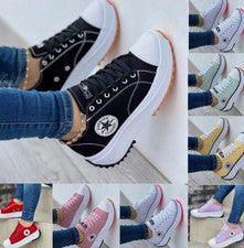 Zapatos de salón gruesos de plataforma para mujer Zapatos de lona con cuña Zapatillas Tenis Zapatos informales