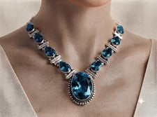 Collar Topacio Azul Londres Plata de Ley 925 Hecho a Mano Mujeres Joyería de Regalo S-18"
