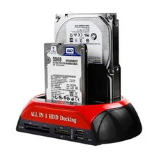 USB 2.5/3.5" SATA IDE HDD Disco Duro Todo en Uno Estación de Acoplamiento Lector de Tarjetas