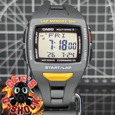 Casio Sports FIZZ STW-1000 Resistente Solar Multibanda Cuadrado Negro Naranja STW-1000-1